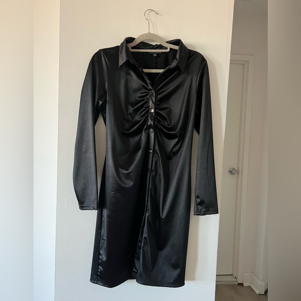 Elegant Black Satin Dress
